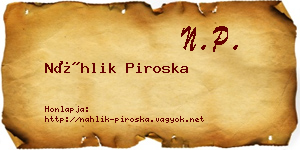 Náhlik Piroska névjegykártya